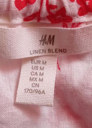Білосніжна з червоним натуральна шикарна блуза h&m,p.m3 фото
