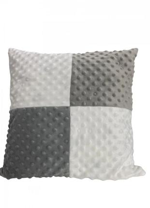 Плюшевая декоративная подушка квадрат от minkyhome™ 30х30 см. в "сірих" відтінках