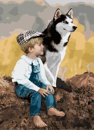 Картина по номерам с собаками "настоящие друзья" kho4660, 40 х 50 см тварини на картині melmil