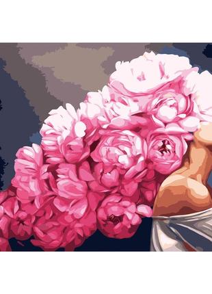 Картина по номерам девушка с розовыми пионами 40 х 50 см strateg va-2533 strateg melmil