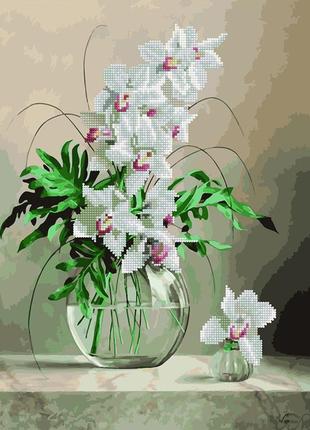 Алмазна картина-розфарбовка орхідеї у вазі melmil