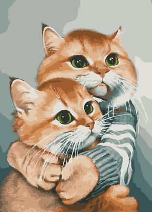 Картина по номерам два коти "обіймашки" 40*50 см melmil