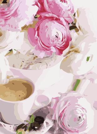 Картина по номерам цветы и кофе 40х50 см va-3772 strateg melmil