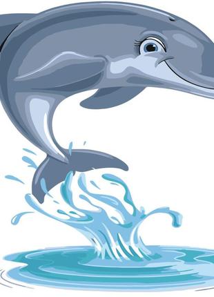 Картина за номерами дельфін з лаком та рівнем розміром 30х30 см es055 melmil