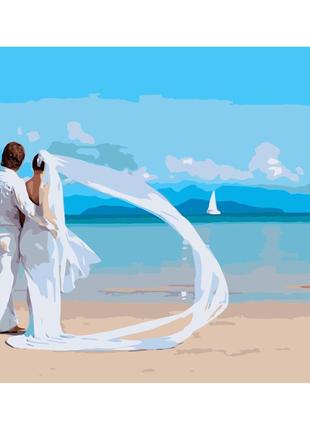 Картина за номерами весілля на мальдівах strateg з лаком та рівнем розміром 40х50 см (va-1092) melmil