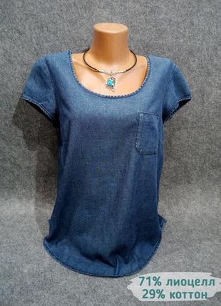 Джинсовая блуза с коротким рукавом 46 размера1 фото