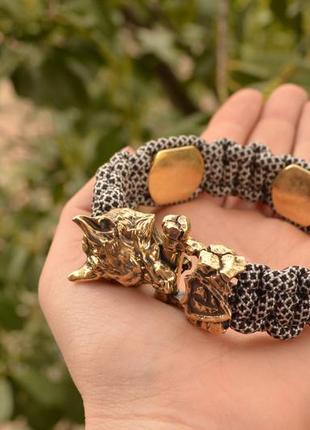 Браслет з вовком, хрестом і рунами з паракорду та латуні ручного лиття під замовлення + брелок у подарунок