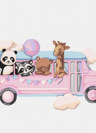 Картина по номерам тварини 30 х 30 см ідейка кно2356 веселий автобус ©tanya_bonya для дітей melmil
