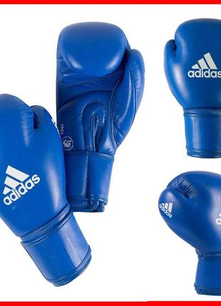 Рукавички боксерські з ліцензією aiba adidas тренувальні шкіряні рукавички 10, 12 oz