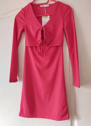 Сукня, рожева сукня, сукня фуксія, коротка сукня1 фото