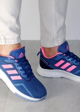 Женские кроссовки синие с розовым adidas текстиль весна лето7 фото