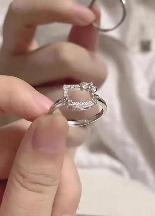 Милое кольцо с hello kitty, кольцо "хэллоу китти", колечко, подарок, украшение, серебро2 фото