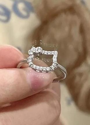 Милое кольцо с hello kitty, кольцо "хэллоу китти", колечко, подарок, украшение, серебро