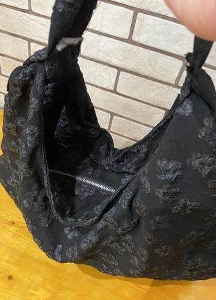 Новая чёрная лёгкая текстильная большая сумка на плечо хобо3 фото