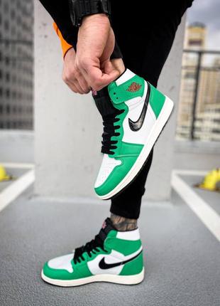 Мужские высокие кожаные кроссовки nike air jordan 1 high og wmns lucky green#найк