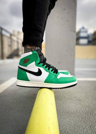 Мужские высокие кожаные кроссовки nike air jordan 1 high og wmns lucky green#найк2 фото