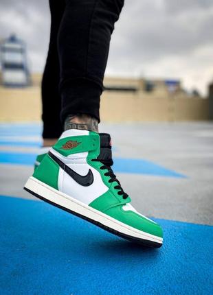 Мужские высокие кожаные кроссовки nike air jordan 1 high og wmns lucky green#найк8 фото