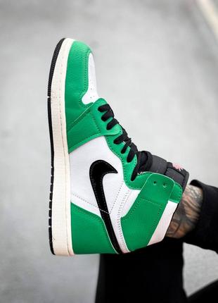 Мужские высокие кожаные кроссовки nike air jordan 1 high og wmns lucky green#найк9 фото