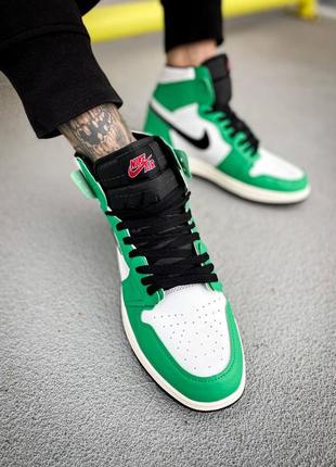 Мужские высокие кожаные кроссовки nike air jordan 1 high og wmns lucky green#найк10 фото