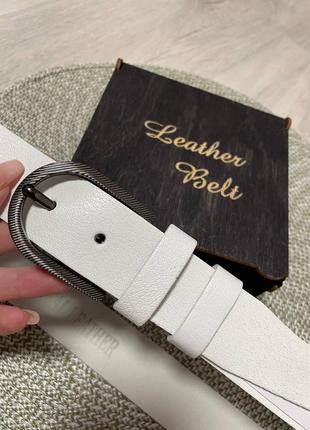 Ремень пояс женский кожаный белый / ремень пояс женский бежевый беженок