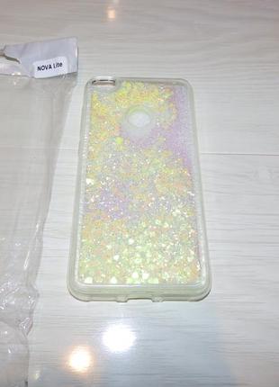 Чехол glitter для huawei nova lite жидкий блеск4 фото