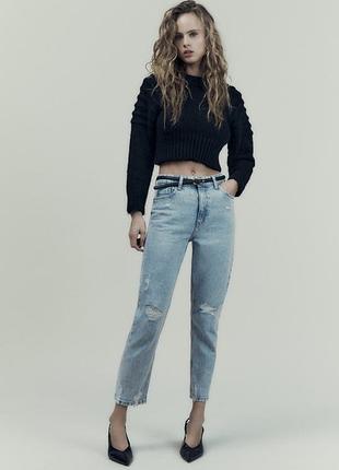 Джинсы z1957 high waist mom fit с подертостями