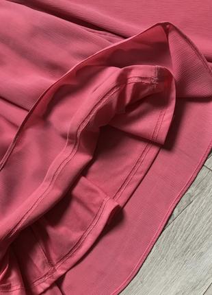 Блуза плиссированная со сборкой и воротником стойкой m&s розовая6 фото