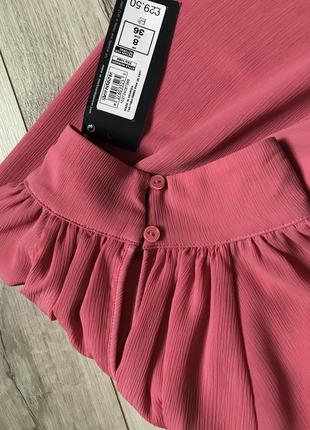 Блуза плиссированная со сборкой и воротником стойкой m&s розовая7 фото