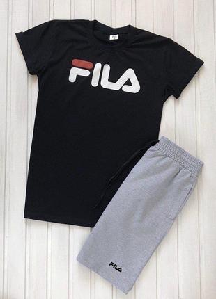 Летний мужской спортивный трикотажный костюм fila