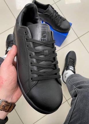 Кроссовки adidas stan smith (all black)9 фото