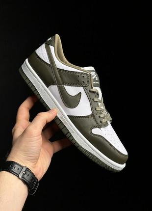 🆕 топовые nike sb dunk кроссовки кеди кожа мужские кожаные кроссы белый с темно зеленым8 фото