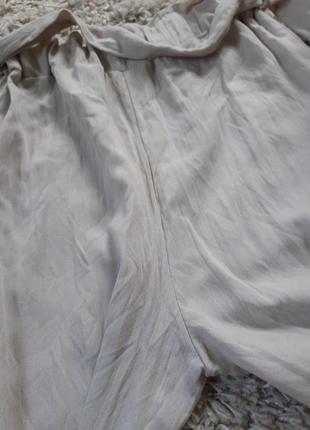 Стильные комфортные бежевые широкие штаны на резинке,  высокая посадка,  италия,  р. s-l7 фото