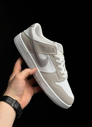 🆕 топовые nike sb dunk кроссовки кеди кожа мужские кожаные кроссы белый с светло коричневым замша