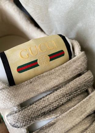 Женские серые кожаные кроссовки в стиле  гуччи гучи gucci screener gg с текстильными вставками4 фото