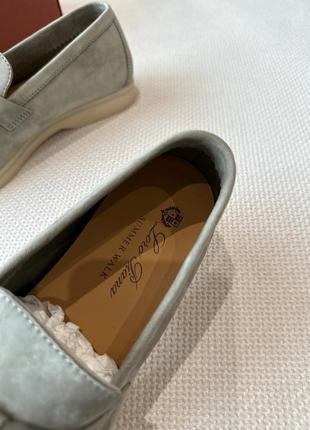 Женские серые хаки зеленые замшевые лоферы loro piana summer walk ботинки лоро пиана...