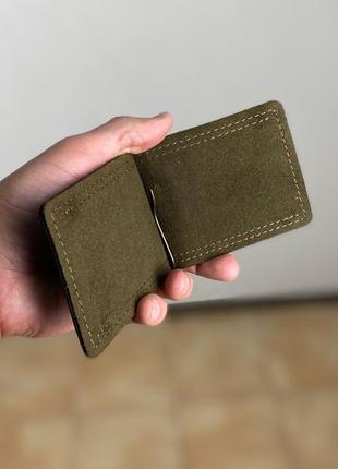 Чоловічий затискач для грошей гаманець тримач для купюр карток натуральна шкіра5 фото