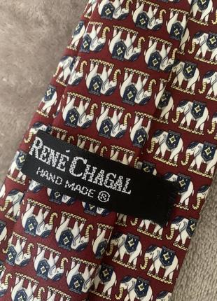 Краватка rene chagal слоники марсала бордовий білий шовк6 фото
