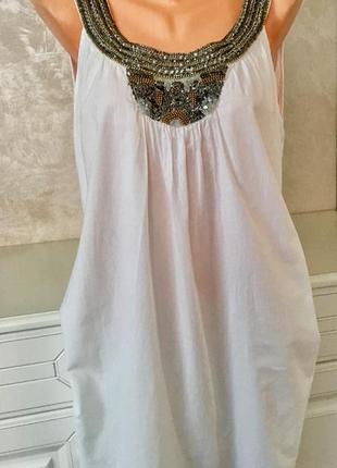 Шикарное белоснежное платье с бисером в стиле zara4 фото