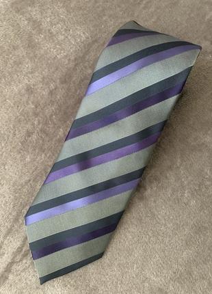 Краватка m&amp;s у сіро-фіолетову смужку1 фото