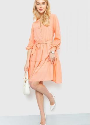 Шикарне легке плаття з воланами легка жіноча сукня з воланами персикове плаття на гудзиках персикова сукня на гудзиках плаття з поясом сукня з поясом