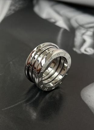Серебряное и золотое кольцо пружинка  широкое массивное в стиле булгари bvlgari размер 165 фото