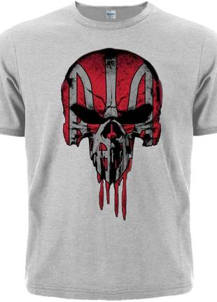 Футболка череп (punisher) із тризубом (червоний, меланж), розмір 4xl (xxxl euro)