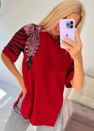 Женская футболка - туника с принтом турецкий кулир s m l 4 цвета   2plbeg1105-mint_3ве8 фото