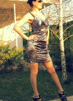 Леопардовое платье ,, марго "2 фото