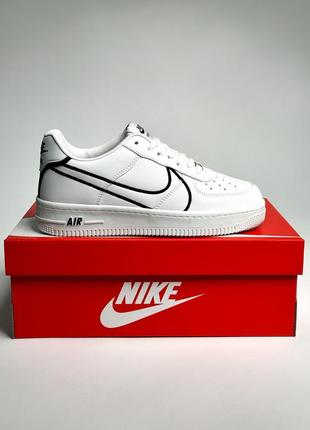🍀 nike air force 1 low white black кроссовки кеди класические на кажен день белые с черные