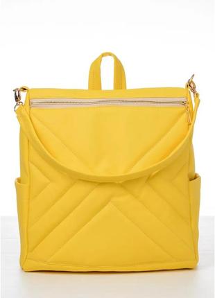 Женский рюкзак-сумка sambag trinity строченный желтый8 фото