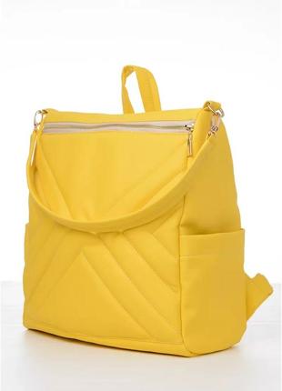 Женский рюкзак-сумка sambag trinity строченный желтый7 фото