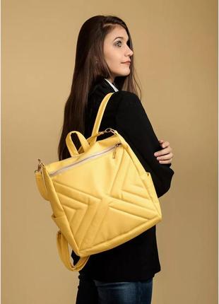 Женский рюкзак-сумка sambag trinity строченный желтый2 фото