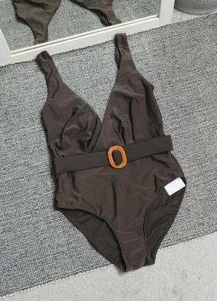 Primark женский цельный коричневый купальник с поясом размер eur 36