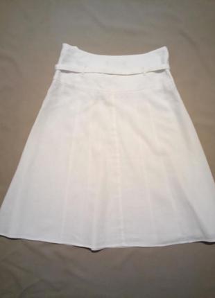 Льняная юбка-колокольчик с кокеткой размер uk 102 фото
